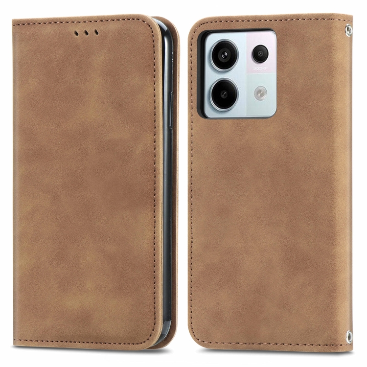 

For Xiaomi Redmi Note 13 Pro 5G Retro Skin Feel Magnetic Flip Leather Phone Case(Brown)