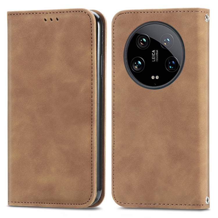 

For Xiaomi 14 Ultra Retro Skin Feel Magnetic Flip Leather Phone Case(Brown)