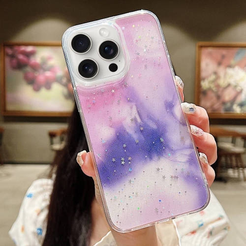 For iPhone 15 Pro Max Ink Smudged Glitter TPU Phone Case(Purple) t12 remote control image transmission digital camera agricultural plant protection machine pesticide spraying drone model flight