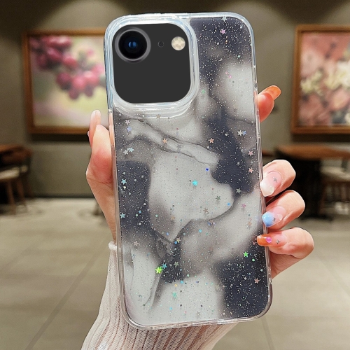For iPhone 14 Pro Ink Smudged Glitter TPU Phone Case(Black) anti gravity water drop humidifier 500ml water drop backflow aromatherapy machine evaporative small humidistat mist maker