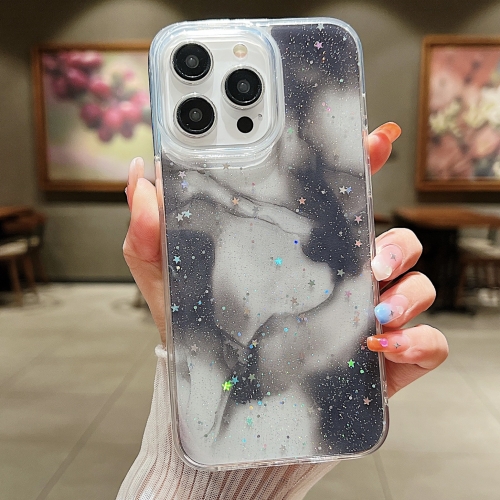 For iPhone 14 Pro Max Ink Smudged Glitter TPU Phone Case(Black) model 695 electric airless paint sprayer 2800w 3 5min l piston painting machine brushless motor