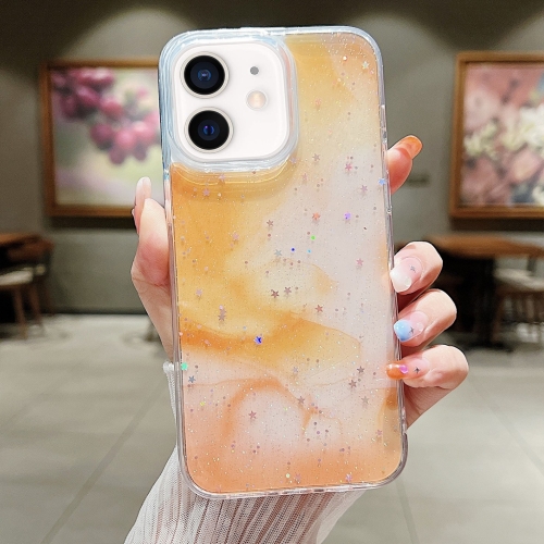 

For iPhone 11 Ink Smudged Glitter TPU Phone Case(Yellow)