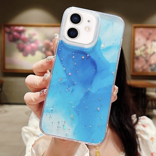 

For iPhone 11 Ink Smudged Glitter TPU Phone Case(Blue)