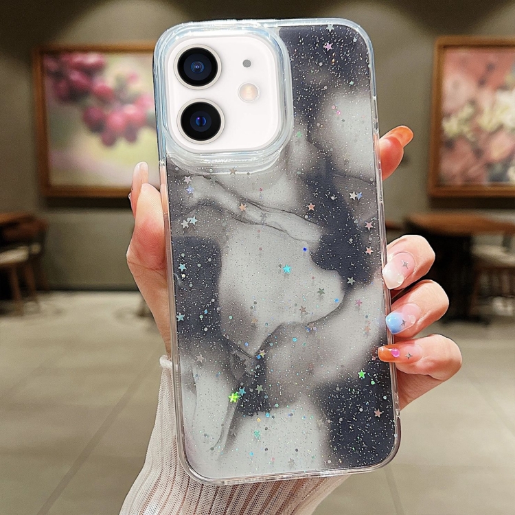 

For iPhone 11 Ink Smudged Glitter TPU Phone Case(Black)