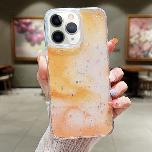 For iPhone 11 Pro Ink Smudged Glitter TPU Phone Case(Yellow) model 695 electric airless paint sprayer 2800w 3 5min l piston painting machine brushless motor
