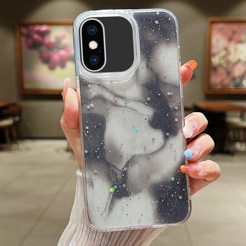 

For iPhone X / XS Ink Smudged Glitter TPU Phone Case(Black)