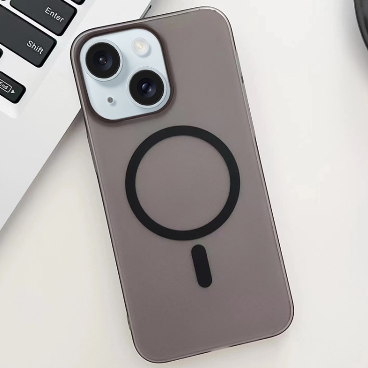 

For iPhone 15 Ice Fog MagSafe PC Phone Case(Black)