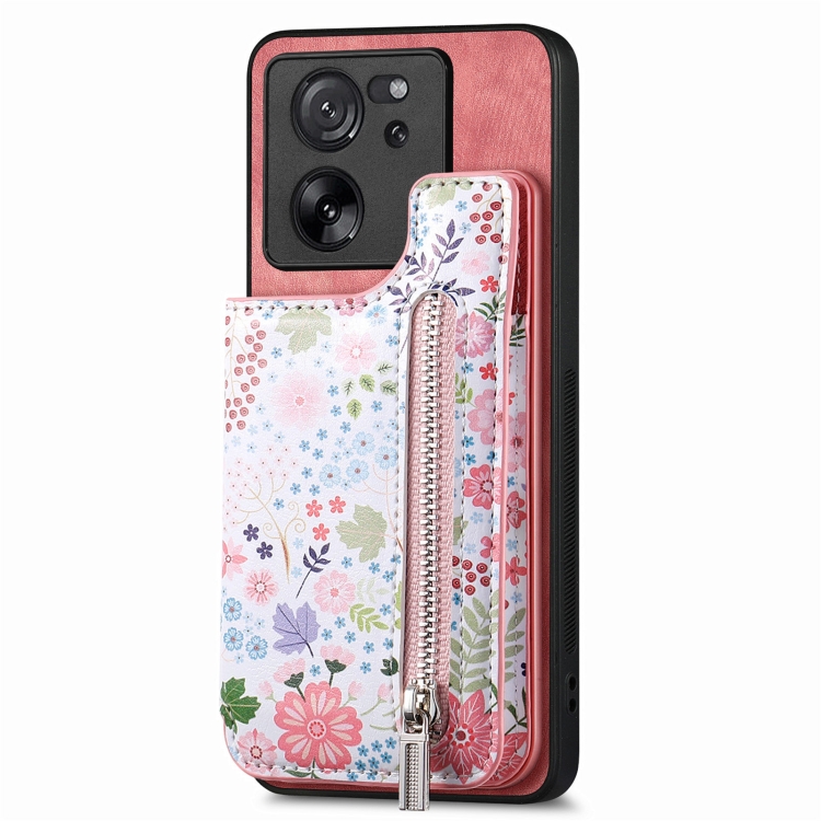 

For Xiaomi 12 Pro Retro Painted Zipper Wallet Back Phone Case(Pink)