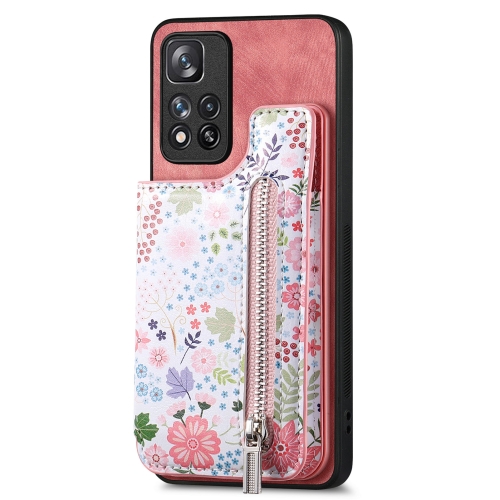 

For Redmi Note 12 Turbo Retro Painted Zipper Wallet Back Phone Case(Pink)