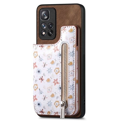 

For Redmi 10C Retro Painted Zipper Wallet Back Phone Case(Brown)