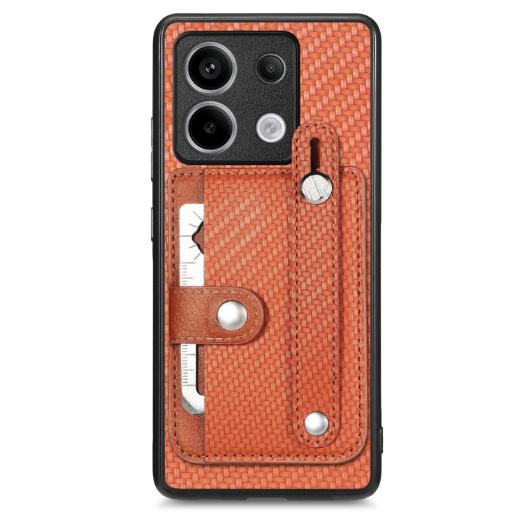 

For Xiaomi Redmi Note 13 Pro Wristband Kickstand Card Wallet Back Phone Case with Tool Knife(Brown)