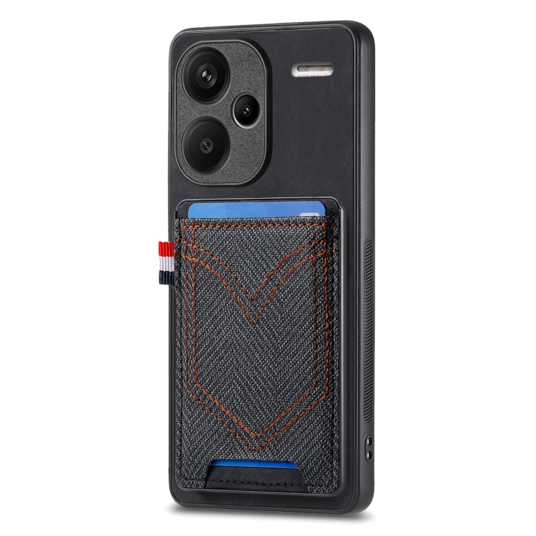 

For Xiaomi Redmi Note 13 Pro+ Denim Texture Leather Skin Phone Case with Card Slot(Black)