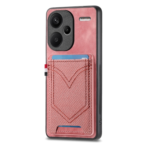 

For Xiaomi Redmi Note 13 Pro+ Denim Texture Leather Skin Phone Case with Card Slot(Pink)