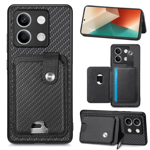 

For Xiaomi Redmi Note 13 Card Wallet Kickstand Back Phone Case with Tool Knife(Black)