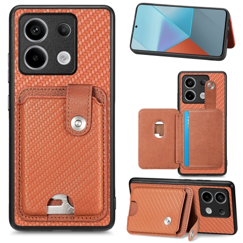

For Xiaomi Redmi Note 13 Pro Card Wallet Kickstand Back Phone Case with Tool Knife(Brown)