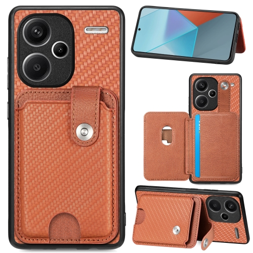

For Xiaomi Redmi Note 13 Pro+ Card Wallet Kickstand Back Phone Case with Tool Knife(Brown)