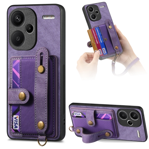 

For Xiaomi Redmi Note 13 Pro+ Retro Cross Wristband Wallet Leather Back Phone Case(Purple)