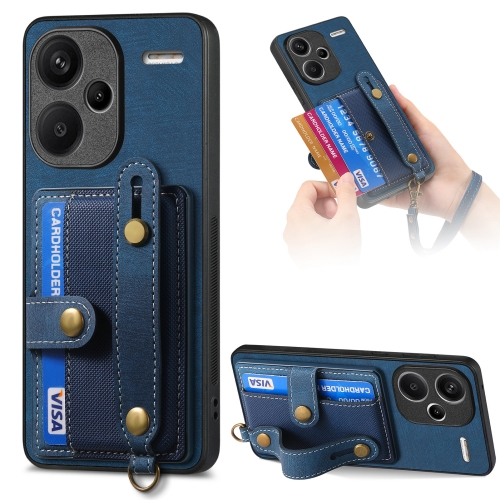 

For Xiaomi Redmi Note 13 Pro+ Retro Cross Wristband Wallet Leather Back Phone Case(Blue)
