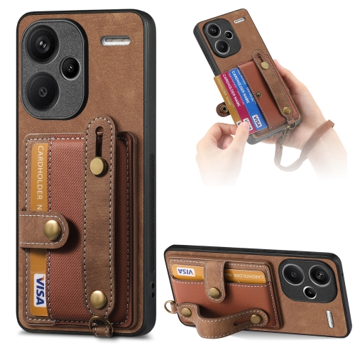 

For Xiaomi Redmi Note 13 Pro+ Retro Cross Wristband Wallet Leather Back Phone Case(Brown)