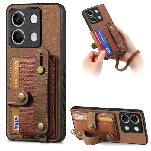 

For Xiaomi Redmi Note 13 Retro Cross Wristband Wallet Leather Back Phone Case(Brown)
