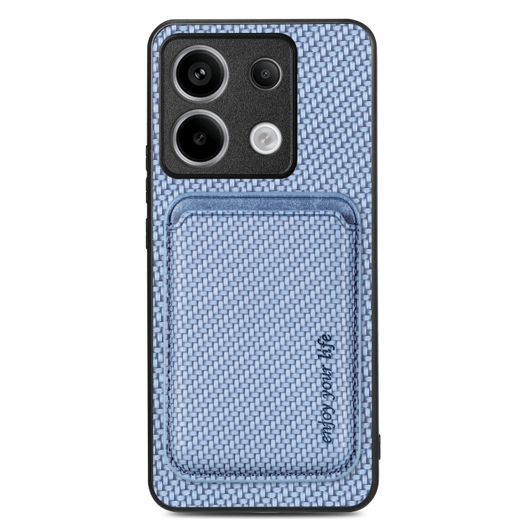 

For Xiaomi Redmi Note 13 Pro Carbon Fiber Leather Card Magnetic Phone Case(Blue)