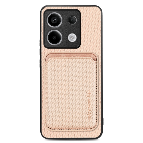 

For Xiaomi Redmi Note 13 Pro Carbon Fiber Leather Card Magnetic Phone Case(Apricot)