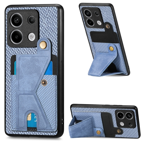 

For Xiaomi Redmi Note 13 Pro Carbon Fiber Wallet Flip Card K-shaped Holder Phone Case(Blue)
