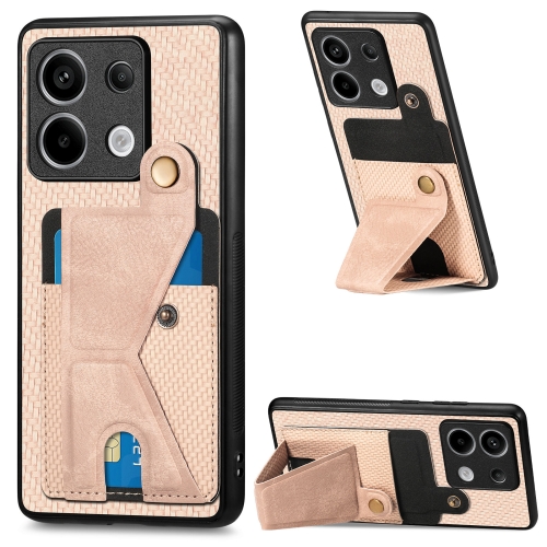 

For Xiaomi Redmi Note 13 Pro Carbon Fiber Wallet Flip Card K-shaped Holder Phone Case(Apricot)