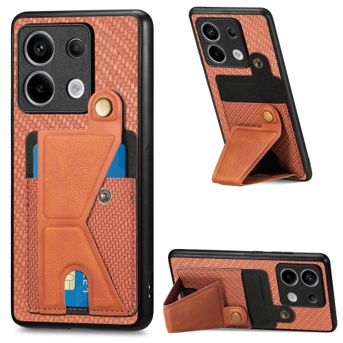 

For Xiaomi Redmi Note 13 Pro Carbon Fiber Wallet Flip Card K-shaped Holder Phone Case(Brown)