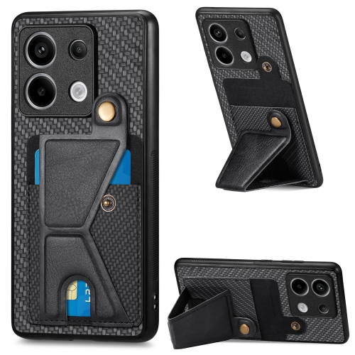 

For Xiaomi Redmi Note 13 Pro Carbon Fiber Wallet Flip Card K-shaped Holder Phone Case(Black)