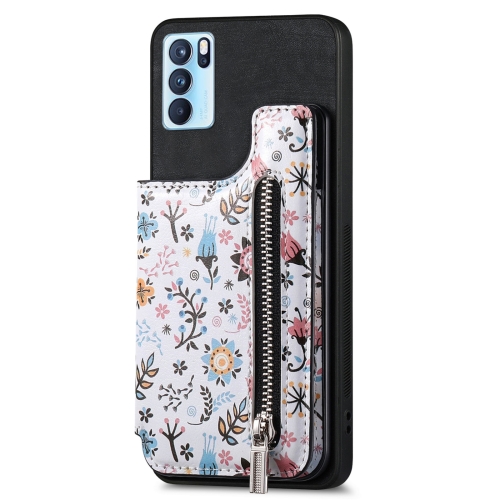 

For OPPO Reno6 Pro 5G Retro Painted Zipper Wallet Back Phone Case(Black)