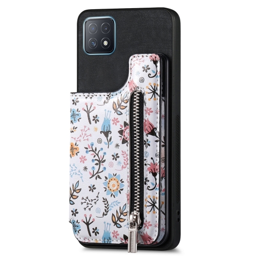 

For OPPO A72 5G Retro Painted Zipper Wallet Back Phone Case(Black)