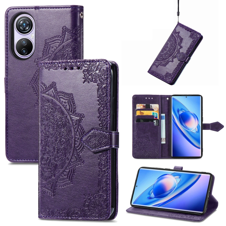 

For Blackview A200 Pro Mandala Flower Embossed Leather Phone Case(Purple)