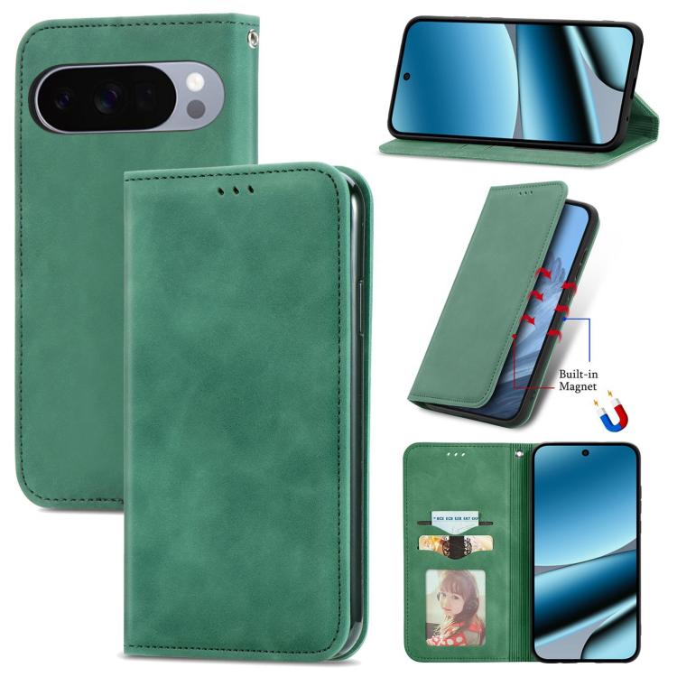 

For Google Pixel 10 Pro XL Retro Skin Feel Magnetic Flip Leather Phone Case(Green)