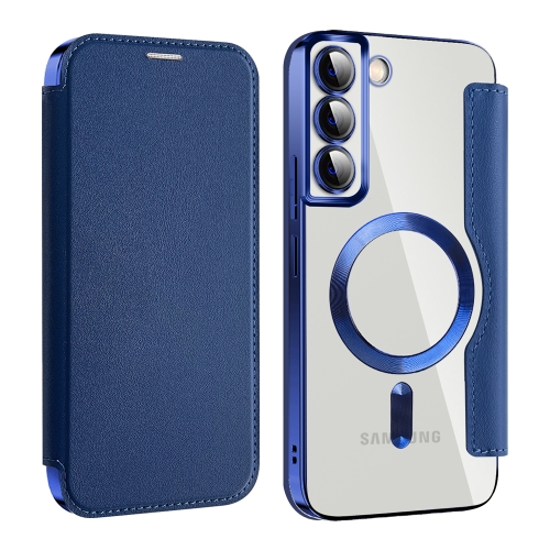 

For Samsung Galaxy S22+ 5G MagSafe Magnetic RFID Anti-theft Leather Phone Case(Dark Blue)