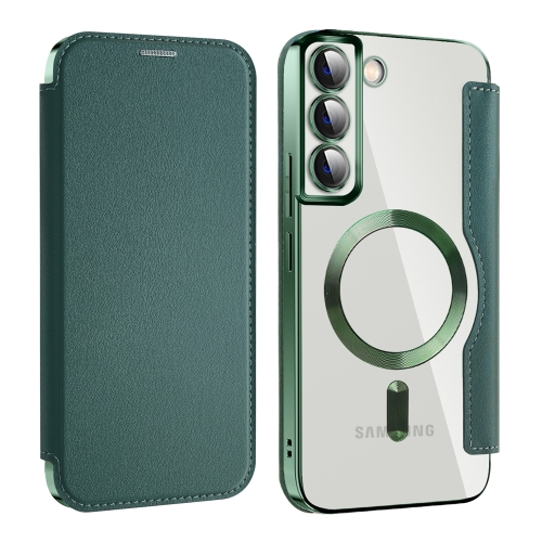 

For Samsung Galaxy S22+ 5G MagSafe Magnetic RFID Anti-theft Leather Phone Case(Green)