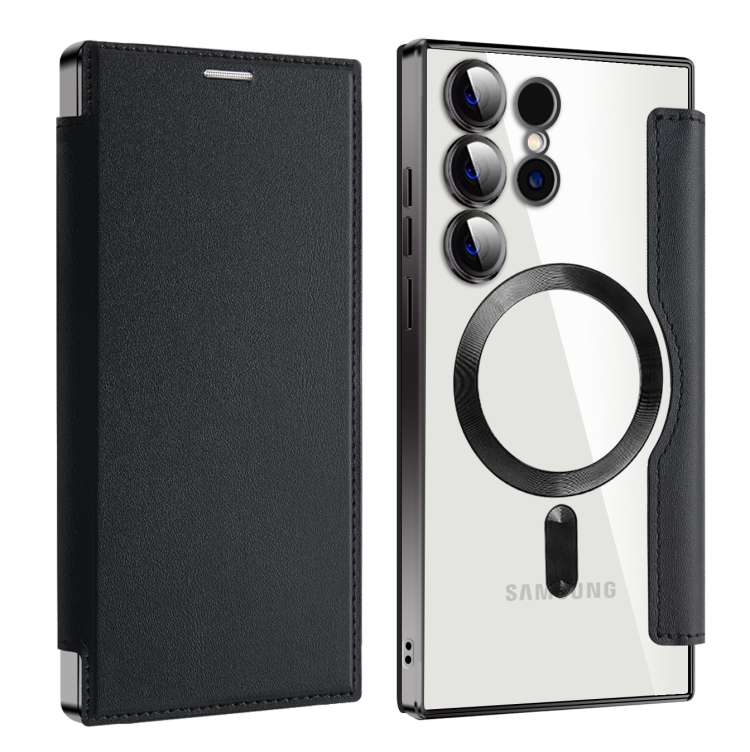 

For Samsung Galaxy S25 Ultra 5G Shield MagSafe RFID Anti-theft Leather Phone Case(Black)