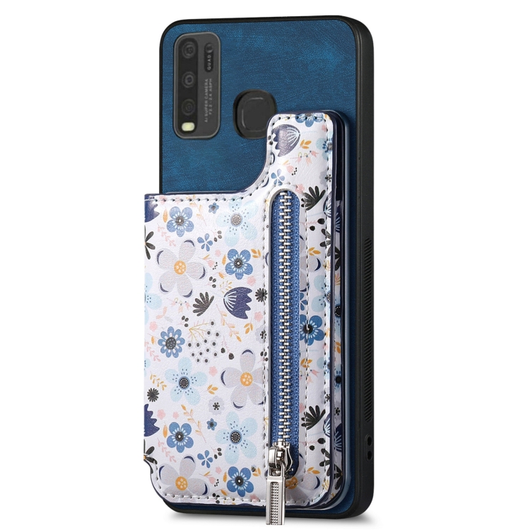 Đối với vivo Y50 Retro Painted Zipper Wallet Back Phone Case (Màu