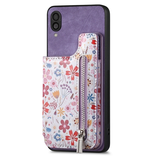 

For Samsung Galaxy A30/A20/M10S Retro Painted Zipper Wallet Back Phone Case(Purple)