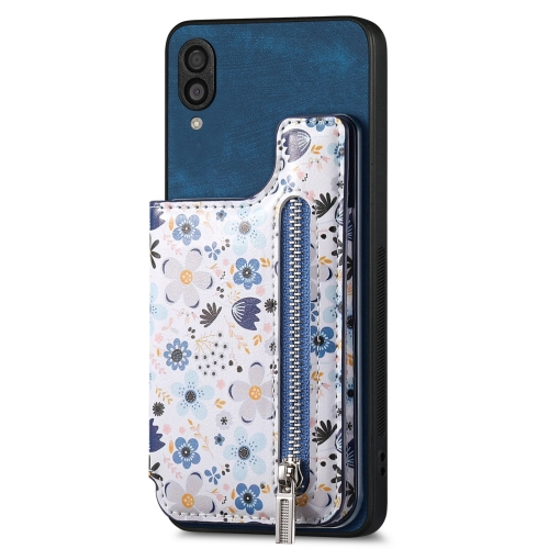 

For Samsung Galaxy A30/A20/M10S Retro Painted Zipper Wallet Back Phone Case(Blue)