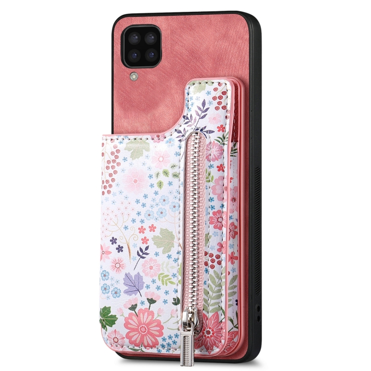 

For Samsung Galaxy M32 4G Retro Painted Zipper Wallet Back Phone Case(Pink)