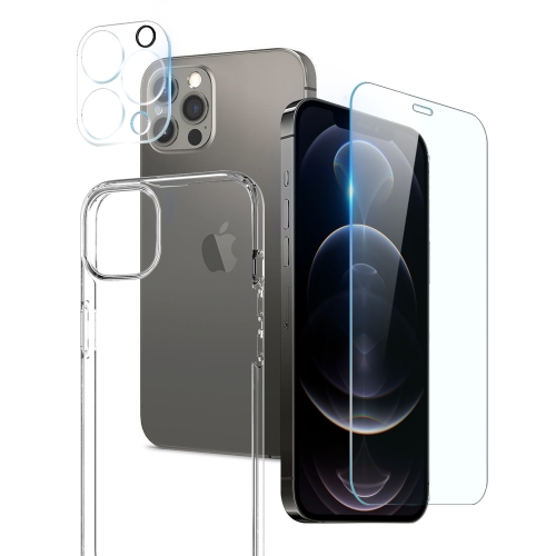 

For iPhone 12 Pro NORTHJO 3 in 1 TPU Phone Case with Screen Film and Lens Film(Clear)