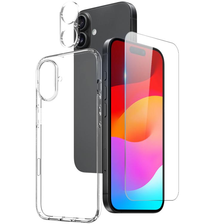 

For iPhone 17 NORTHJO 3 in 1 TPU Phone Case with Screen Film and Lens Film(Clear)