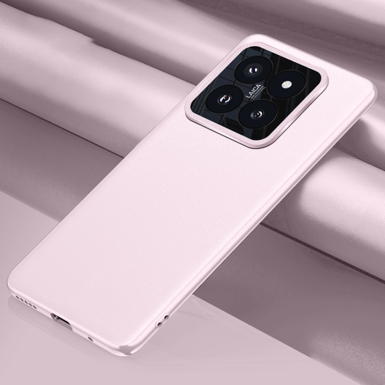 

For Xiaomi 14 Plain-leather All-inclusive Shockproof Phone Case(Pink)