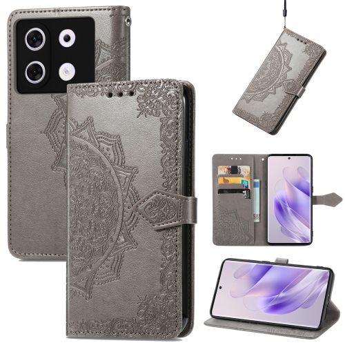 

For Infinix Zero 30 4G Mandala Flower Embossed Leather Phone Case(Grey)