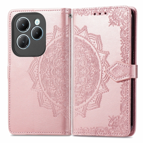 

For Infinix Hot 40 Pro 4G Mandala Flower Embossed Leather Phone Case(Rose Gold)