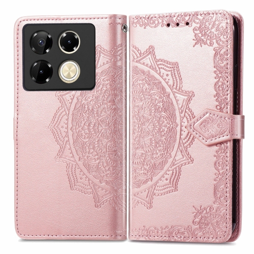 

For Infinix Note 40 Pro 4G Mandala Flower Embossed Leather Phone Case(Rose Gold)