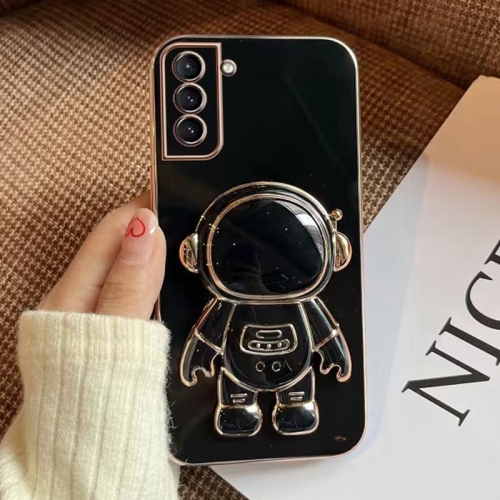 

For Samsung Galaxy S23 5G Electroplating Astronaut Holder Phone Case(Black)