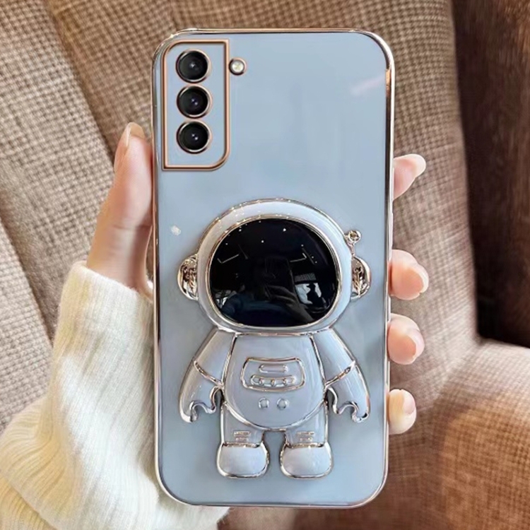 

For Samsung Galaxy S23 5G Electroplating Astronaut Holder Phone Case(Blue)