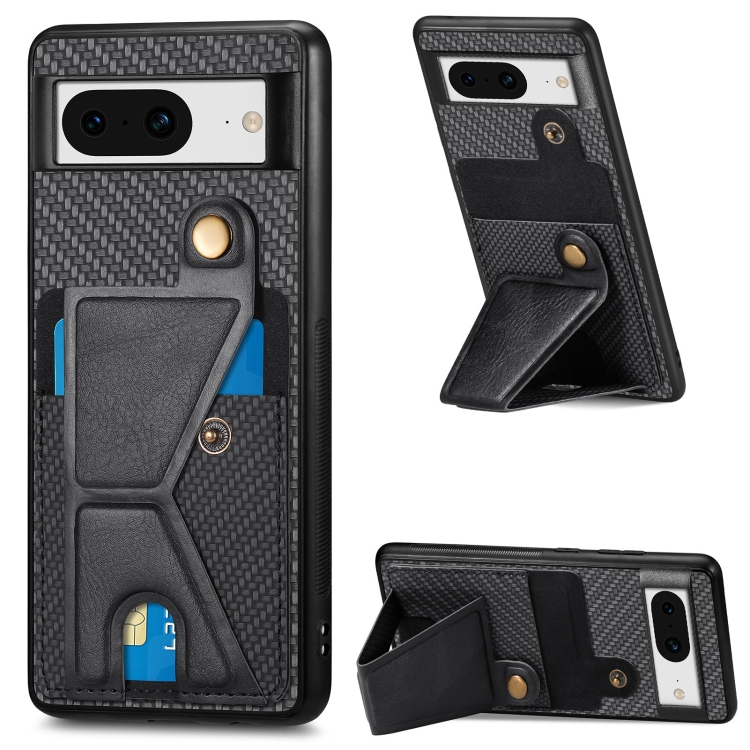 

For Google Pixel 8 Carbon Fiber Wallet Flip Card K-shaped Holder Phone Case(Black)